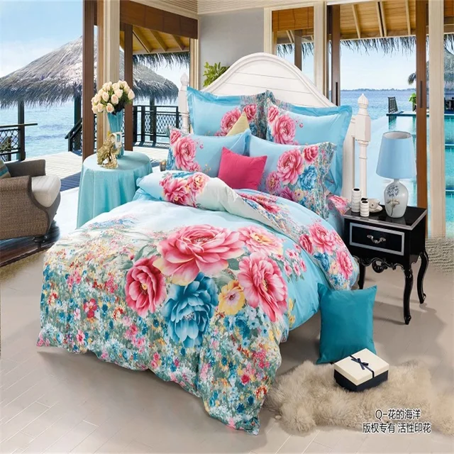 modern 100 cotton 3d bedroom sets bright colored flower girls bright colored sheet sets