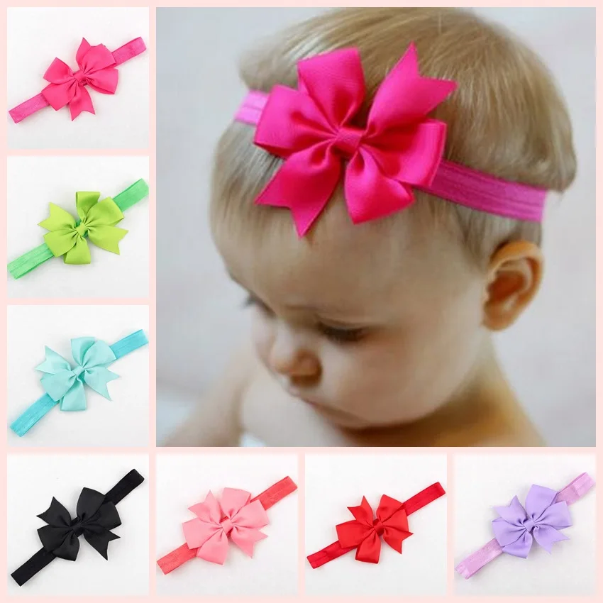 Hot Sale Fashion Baby Girl Elastic Headbands 10 Colors Hair Band Bow