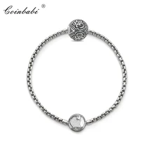 Браслеты черный звено цепи 925 пробы серебро модные украшения для женщин мужчин Мода Карма подарок Томас стиль бусины браслет