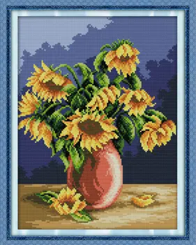 

Sunflower vase Printed on Canvas DMC Counted Chinese Cross Stitch Kits printed Cross-stitch set Embroidery Needlework