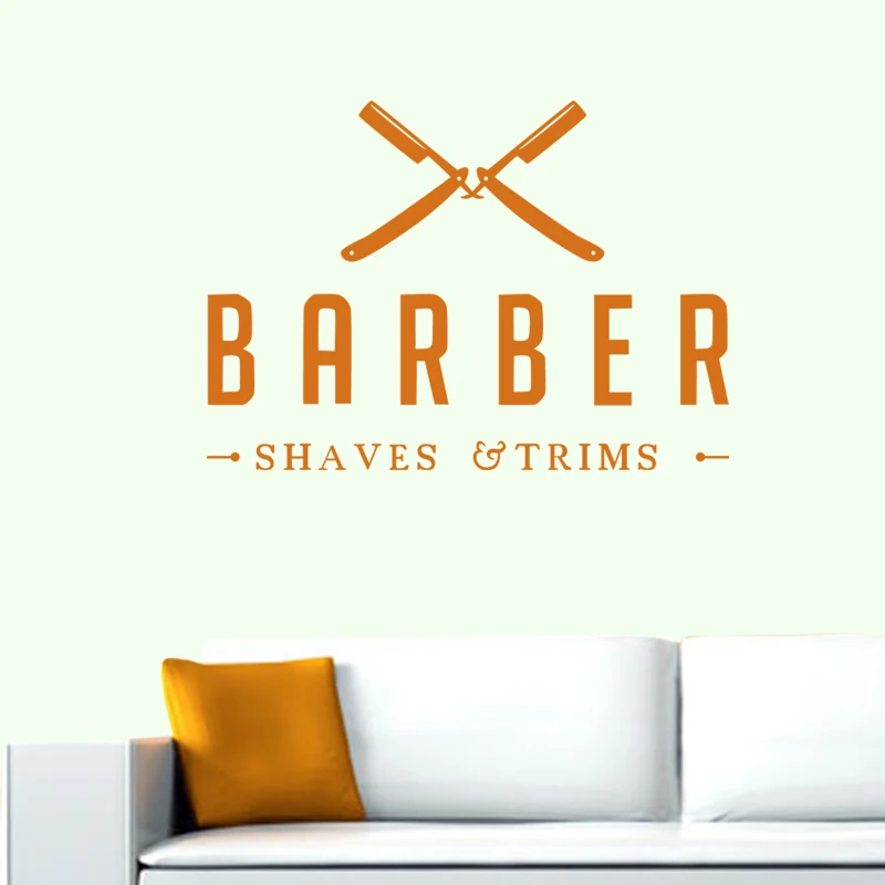 Man Barber Shop Sticker Name Chop Bread Decal Haircut Shavers Posters Vinyl Wall Art Decals Decor Windows Decoration Mural