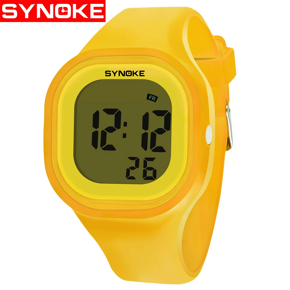 Детские часы для мальчиков и девочек наручные часы силиконовый светодиодный светильник цифровые спортивные часы erkek saat - Цвет: Orange