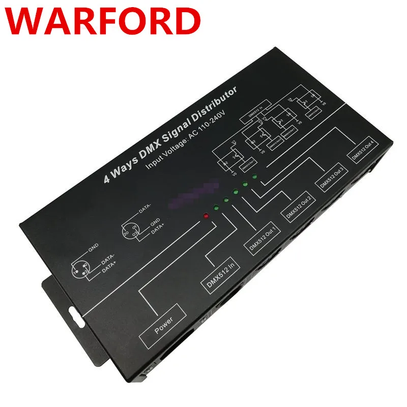 

DMX124 AC100V-240V input DMX512 amplifier Splitter DMX signal repeater 4CH 4 output ports DMX signal distributor