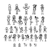 Personalized Stick Figure Family Car Stickers Interesting Motorcycle Vinyl Decals Black Silver C7 1308