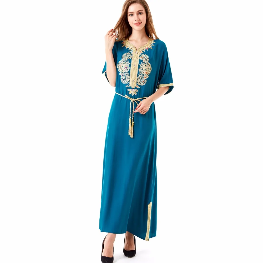 muslim women long sleeve long dress islamic clothing kaftan caftan