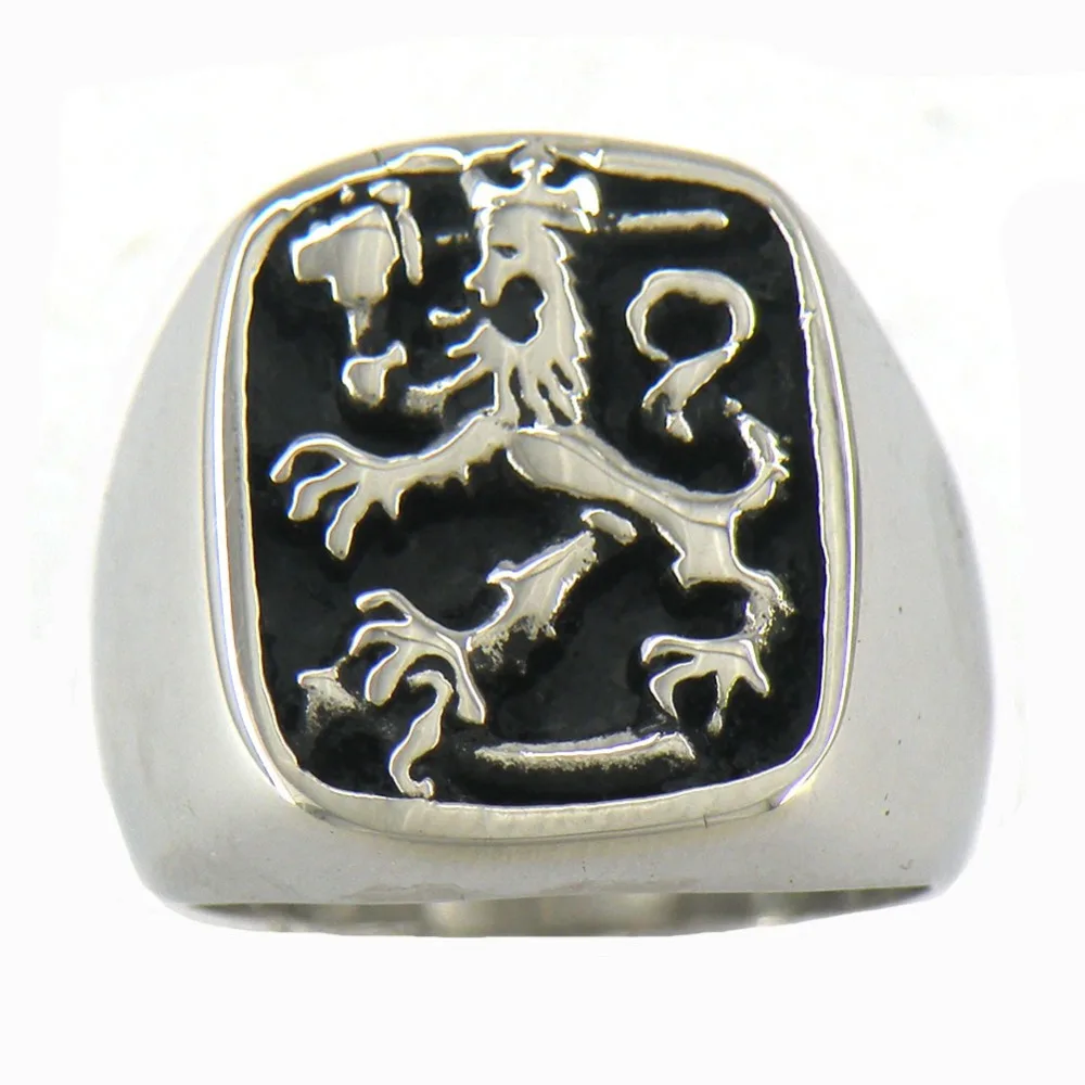 Lion rampant crest seal engraved signet ring