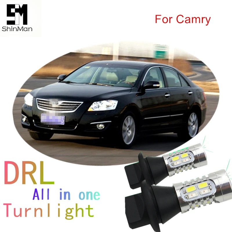 Shinman led DRL Daytime Running Light& Front Turn Signals for toyota Camry WY21W 7440 T20 car