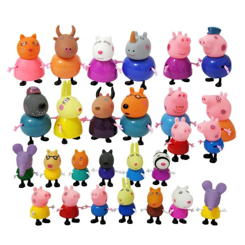 Свинка Пеппа Джордж семейный настоящий набор декораций парк развлечений ПВХ игрушки Куклы Фигурки Обучающие Развивающие игрушки - Цвет: 25pcs