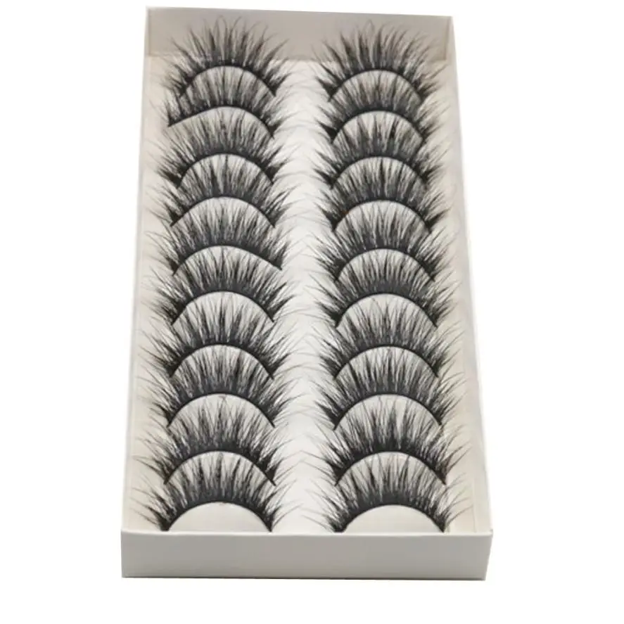 

Popular 10 Pairs/set Beauty Thick Long eyelashes Makeup False Eyelashes Black Nautral Handmade Eye Lashes Extension JU21.