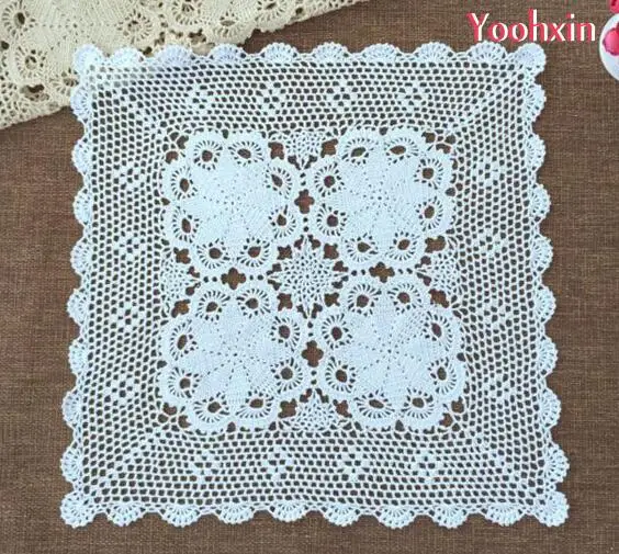 

Modern square Cotton Crochet tablecloth white tea handmade Christmas Table cloth lace dining Table Cover mantel wedding decor