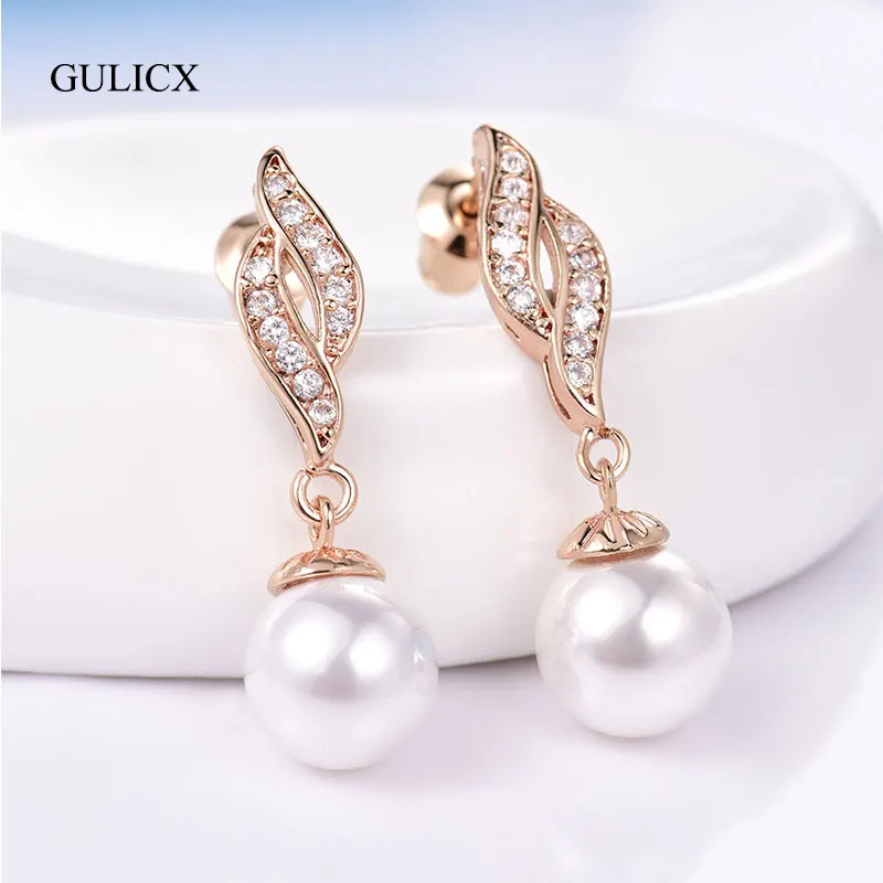Женские серьги Gulicx прозрачные с фианитом для свадьбы и вечеринки E527|earrings for