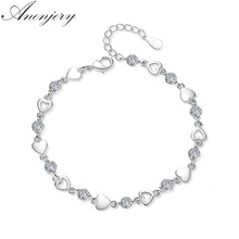 ANENJERY – Bracelets en argent Sterling 925 pour femmes, nouvelle mode, amour, cœur, Zircon, cristal, bijoux, S-B144