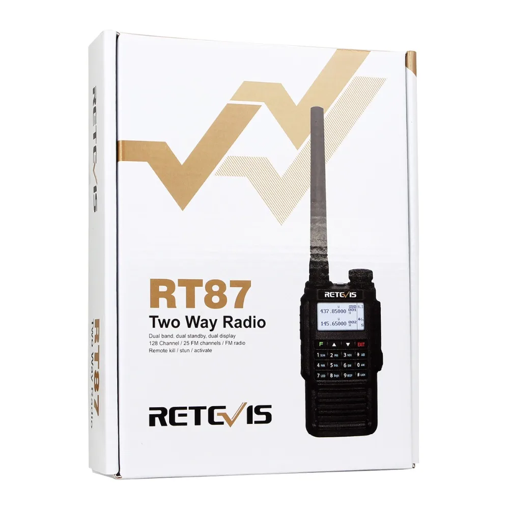 Retevis RT87 IP67 Водонепроницаемый Walkie Talkie двухдиапазонный УКВ DTMF скремблер VOX профессиональной двухстороннее радиолюбитель любительского радио