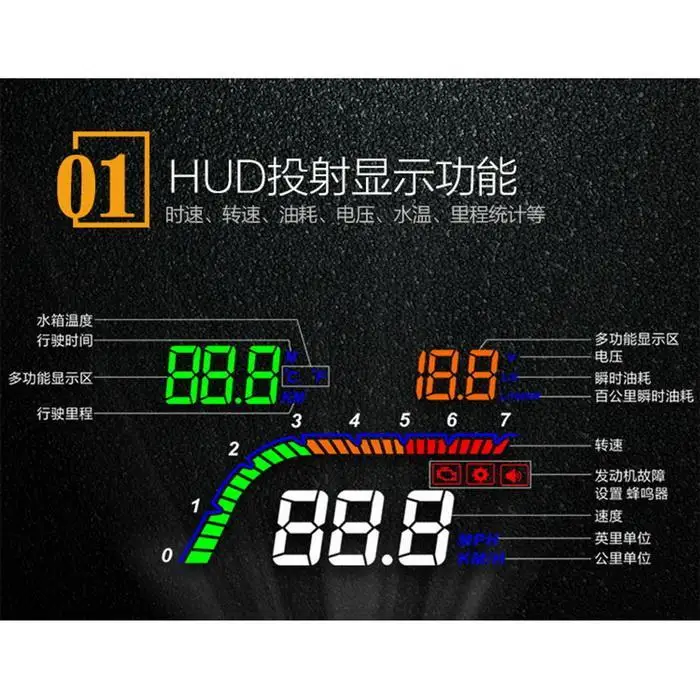 4 дюйма OBD HUD автомобиль Дисплей авто лобовое стекло проектор бортовой компьютер hud Дисплей Автомобильная электроника obd2 Автомобильный спидометр