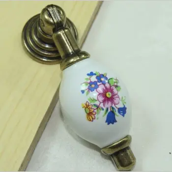 

vintage bronze shaky pendant furniture handle white blue drawer cabinet knob antique brass dresser cupboard door pull handle