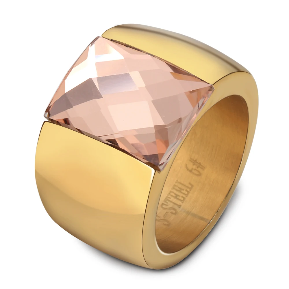 Кольцо из тяжелого золота/серебра из нержавеющей стали с большими драгоценными камнями, Кристальные кольца для женщин, размер 7,8, 9