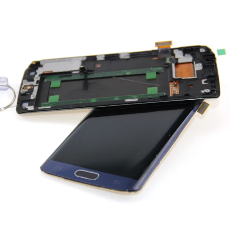 S6 Edge G925 дисплей для samsung Galaxy S6 Edge lcd G925 SM-G925F lcd с кодирующий преобразователь сенсорного экрана в сборе с рамкой