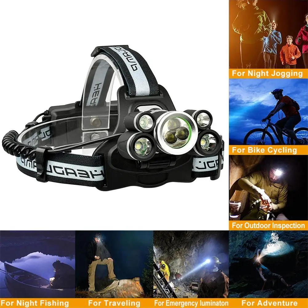

7LED Glaring Outdoor Fishing Headlight Rechargeable Light With Power Display Headlight With SOS Survival Whistle Micro Headlight
