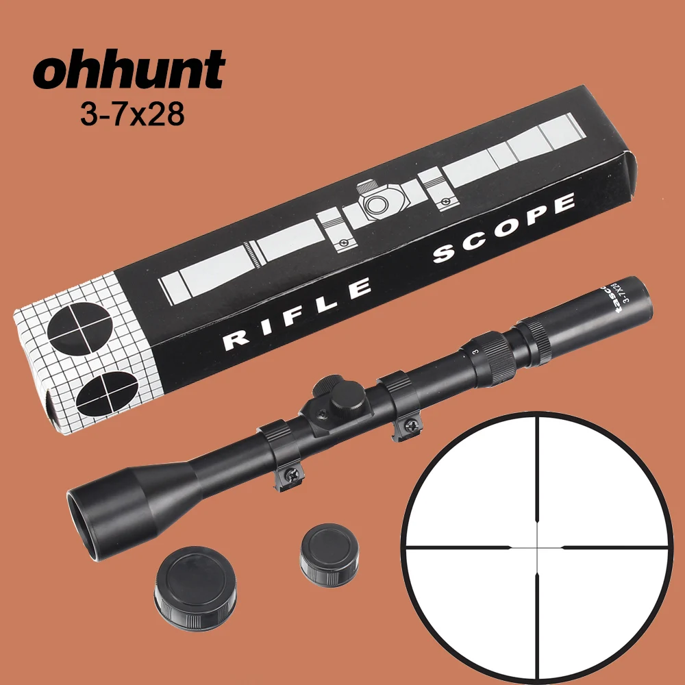 Ohhunt Тактический 3-7X28 оптические прицелы тонкий дуплексный прицел с кольцами ласточкин хвост стрельба прицел охотничий телескоп