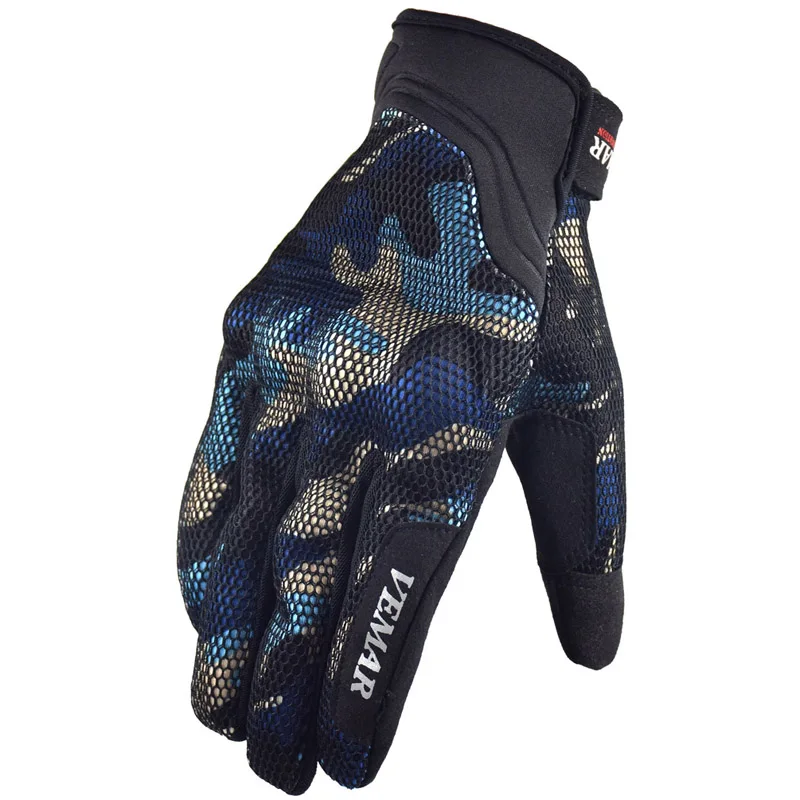 Мужские мотоциклетные перчатки для спорта на открытом воздухе, полный палец, рыцарь, для езды на мотоцикле, 3D дышащие сетчатые тканевые гоночные велосипедные перчатки komine - Цвет: Синий