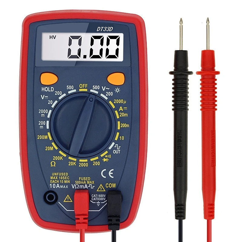 DT33D мультиметр AC DC напряжение ЖК-цифровой мультиметр Измеритель сопротивления диод тестер