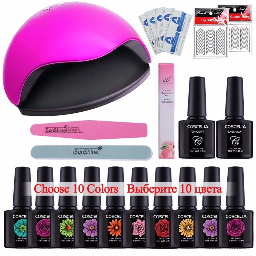 

Nail Gel Dryer Nail 48W Lamp For Nails Gel Varnish Polish Set Kits Manicure Set LED Nail UV Lamp Manicure Tools TOP &Base Coat