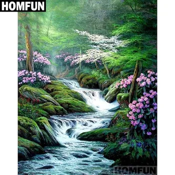 

HOMFUN Full Square/Round Drill 5D DIY Diamond Painting "Forest stream" Embroidery Cross Stitch 5D Home Decor Gift A01373