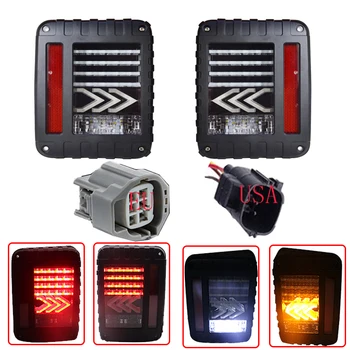 

For Jeep Wrangler JK 2007~2016 easy install US&EU Version LED tail lights assembly with turn signal lamp&Reserve lighting&brake