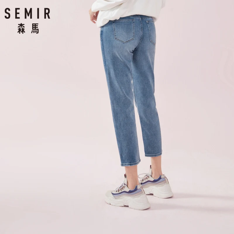 SEMIR женские укороченные джинсы со средней посадкой из потертого денима женские мягкие хлопковые укороченные джинсы длиной до щиколотки в стиле ретро