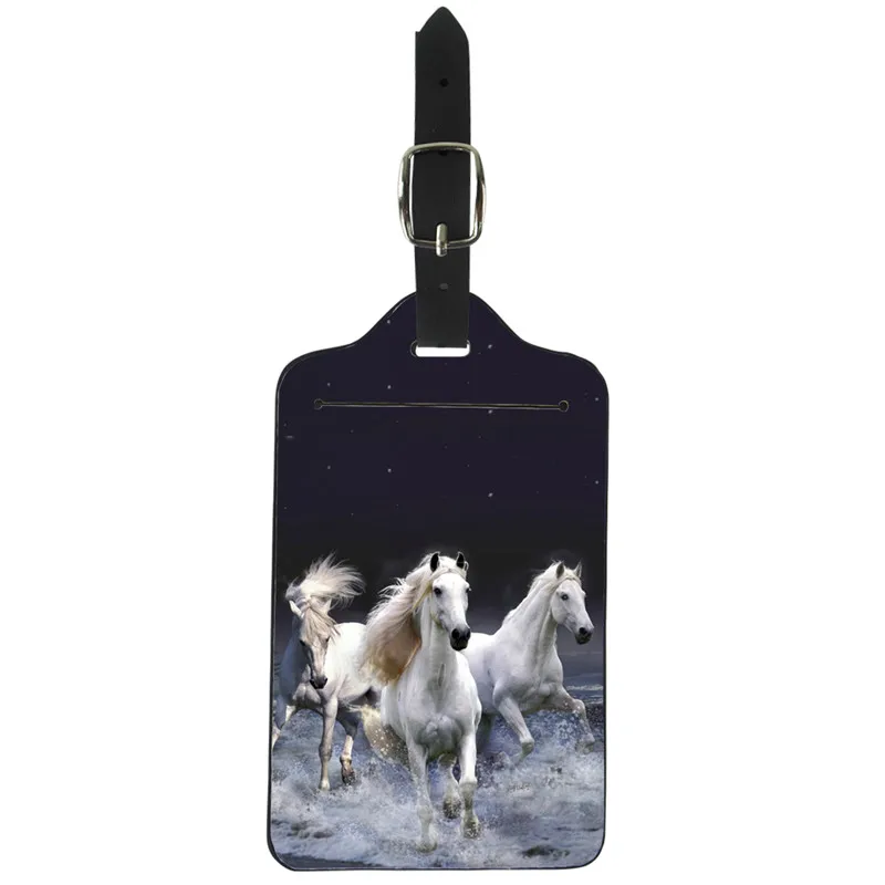 

ThiKin Horse Luggage Tag Portable PU Leather Suitcase Baggage Boarding Tag Address Label Name Travel Tag Travel Accessories