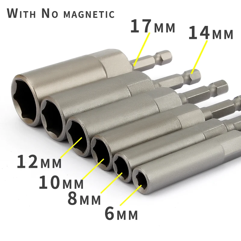 6 шт. 6 мм-17 мм 80 мм длина Экстра глубокий болт гайка набор метрических 1/4 6,35 мм шестигранный хвостовик ударная розетка адаптер для электроинструментов