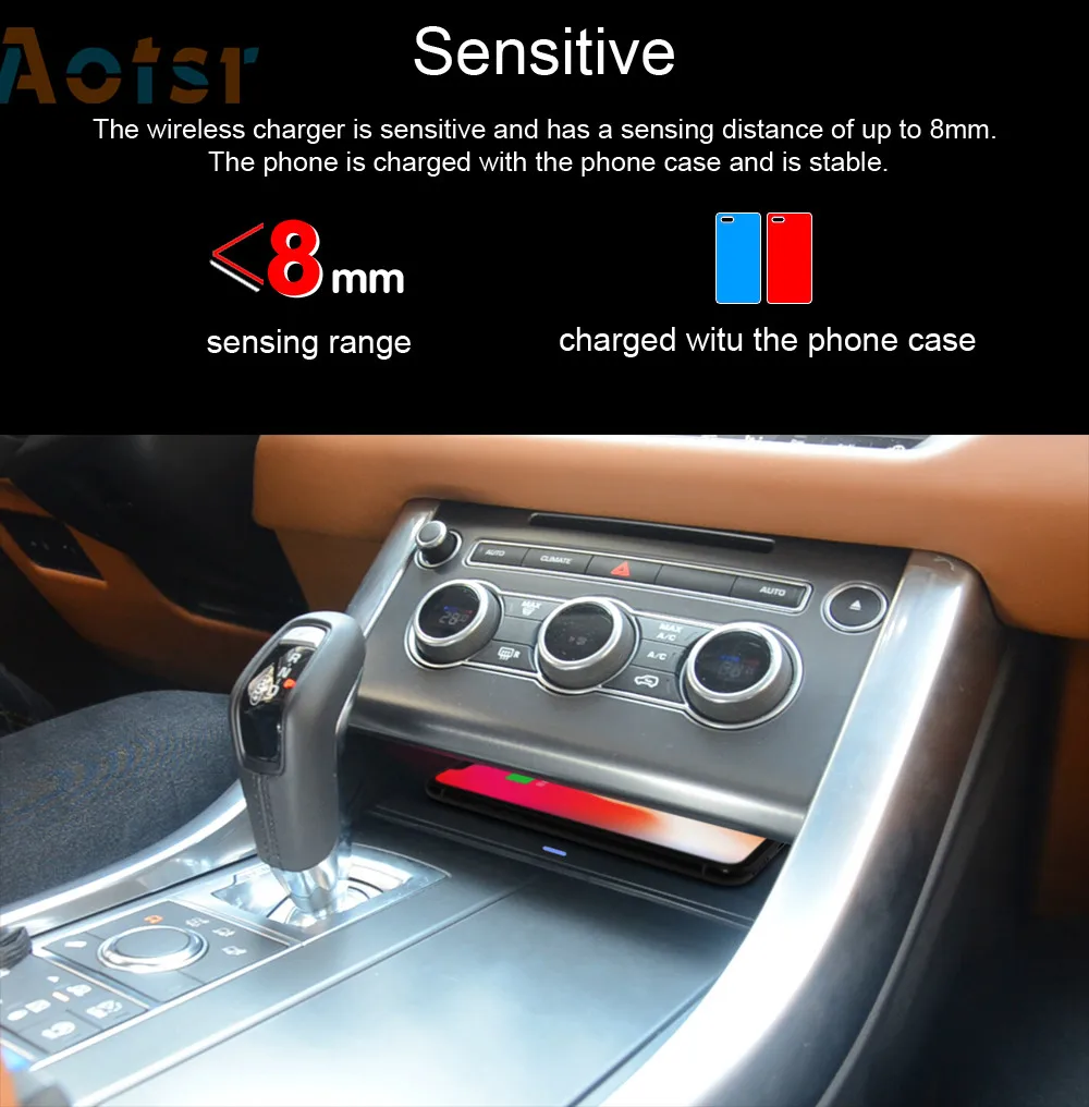 Flash Deal QI car wireless charger for Ford Range Rover Sport 2014 - 2017 Intelligent Fast Wireless Charging Car Phone Holder for iphone 5
