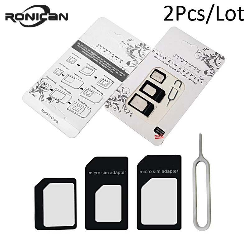SIM Card Adapter 4 in 1 Nano Micro SIM Adapters Standard SIM Card