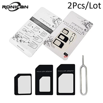 

SIM Card Adapter 4 in 1 Nano Micro SIM Adapters Standard SIM Card Adapters Eject Pin For iphone 4 4S 5 6 6S 7 8 X All Phones