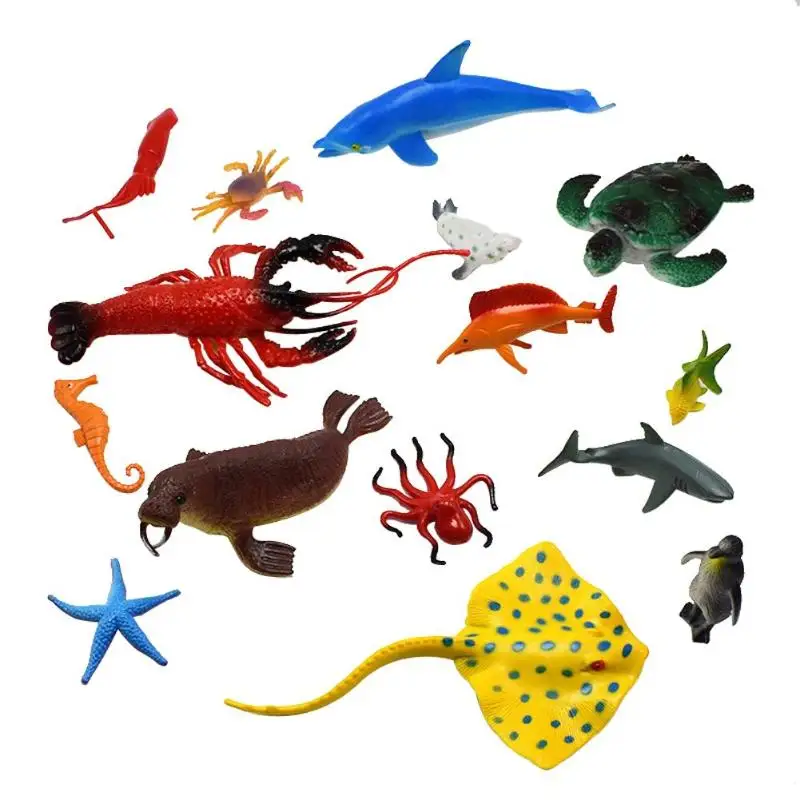 

15pcs PVC Marine Animals Mold Lobster Dolphin Sea Animal Toys Mold for Kids Mould for Children Creative Pattern Playing Kit