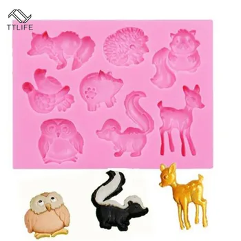 

TTLIFE 8 Holes Animal Series Deer Bear Shaped Fondant Silicone Mold Craft Cake Decorating Tools Chocolate Pastry Baking Mould