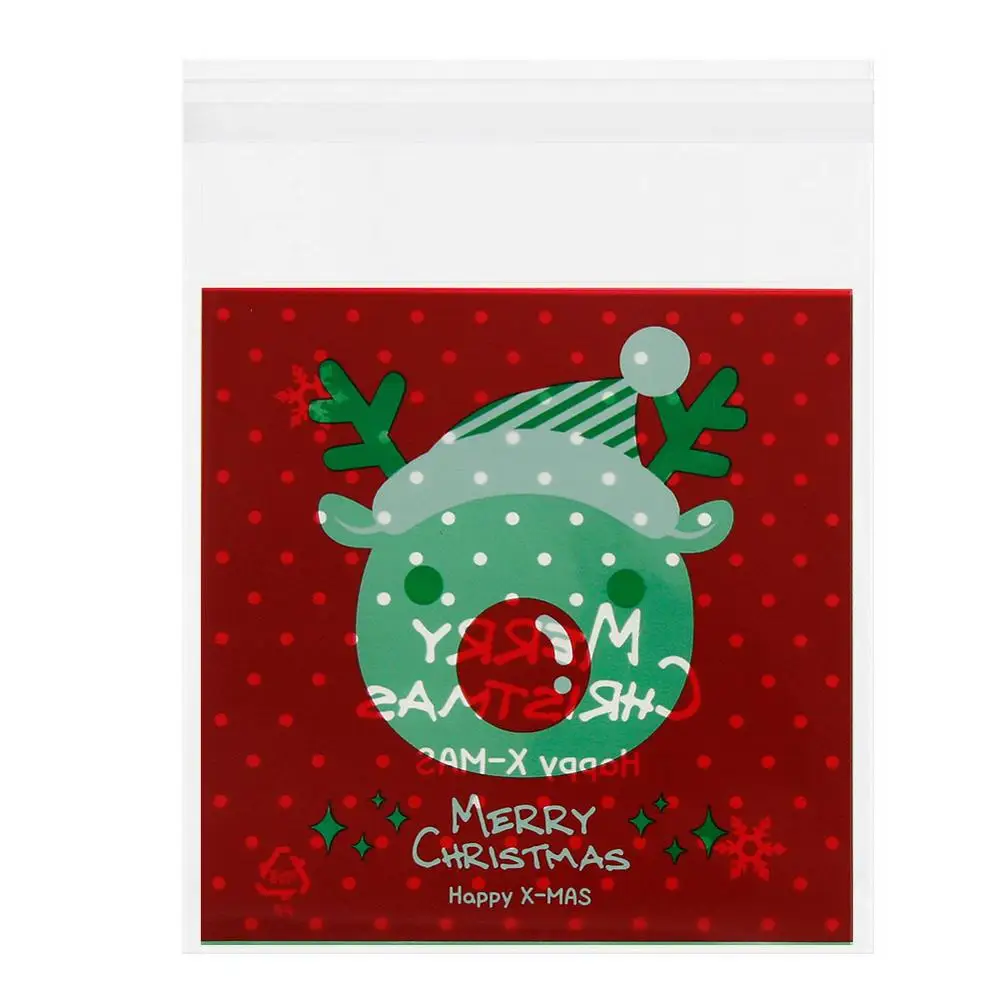 100 шт./упак. Рождественский мешок Санта Клаус целлофановый подарок печенья Fudge конфеты пакет с застежкой рождественские держатели для подарков#254207 - Цвет: Pattern 07