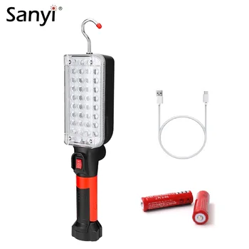 

34 LEDs Tactical Flashlight Magnetic Working Light Inspection Lamp USB Rechargeable 18650 Torch Hanging Hook Camping Tent Light