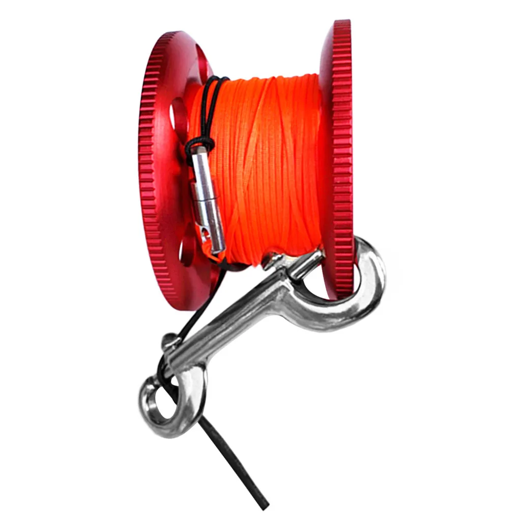 Durable Scuba Diving Aluminum Alloy Finger Reel Spool 20m Line Bolt Snap Clip for Fishing Boating Accessories
