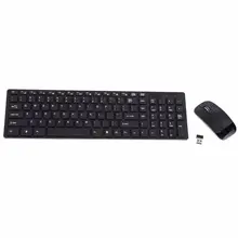 OOTDTY High Quality Ultra Thin 2.4G Wireless Keyboard Dock Optical Mouse Set With Cover Kit Black Keyboard Mouse CombosGAF5