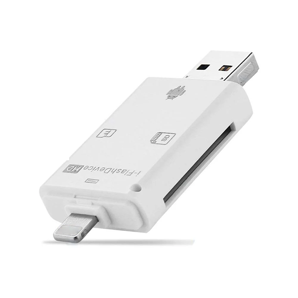 

LYBALL SD Card Reader 3 in 1 USB2.0/Micro USB/8pin for iPhone iPad iMAC PC DSLR Camera Drone OTG for Smart Phone Android Huawei