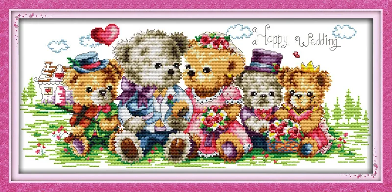 Oneroom Happy Bear family плюшевый мишка DMC Frabric сделай сам ручная вышивка китайский Набор для вышивания крестиком - Цвет: K085