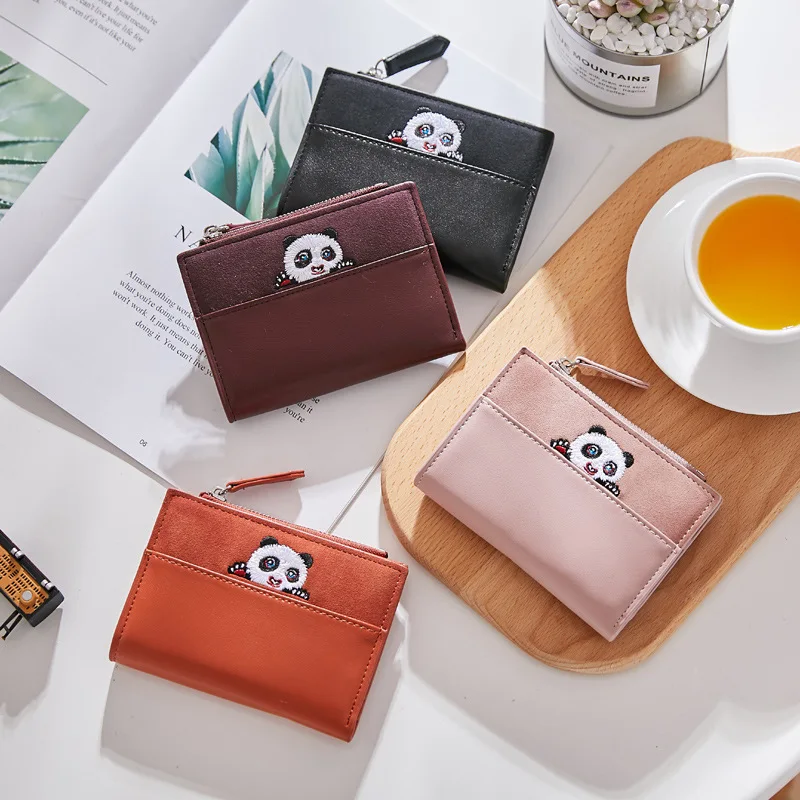 

Female Short Style Student Simple Change Wallet Cute Panda Pattern Female Wallet Zipper