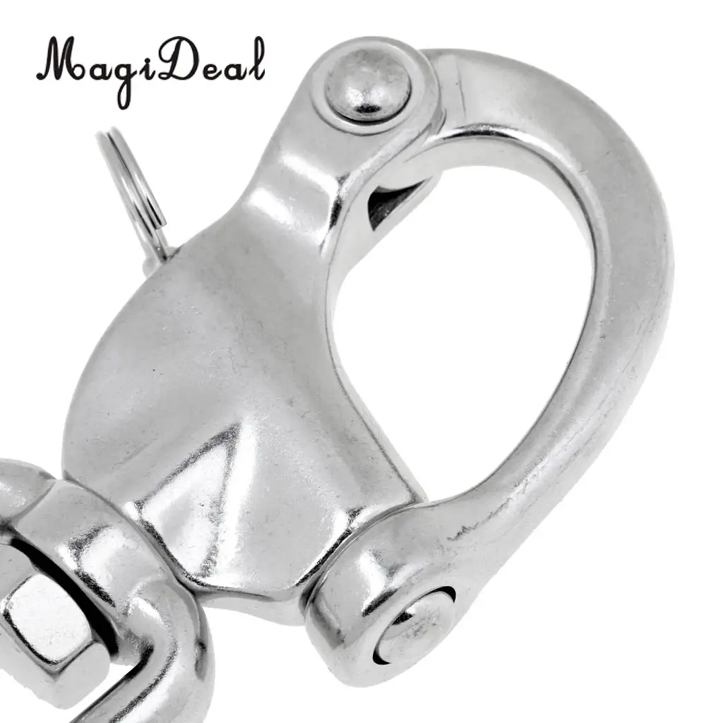 MagiDeal Snap Swivel 304 Stainless Steel Heavy Duty Snap Shackle D Ring Shackle Kayak Marine Boat Hardware 3 Size for Canoe Boat