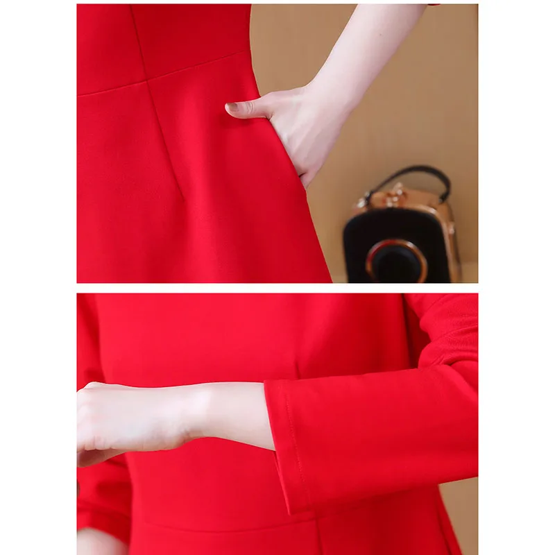 2019 Autumn Women New Elegant Dress Office Casual Plus size Female Slim Dresses Spring Bottoming Glamour Women's clothing OK754