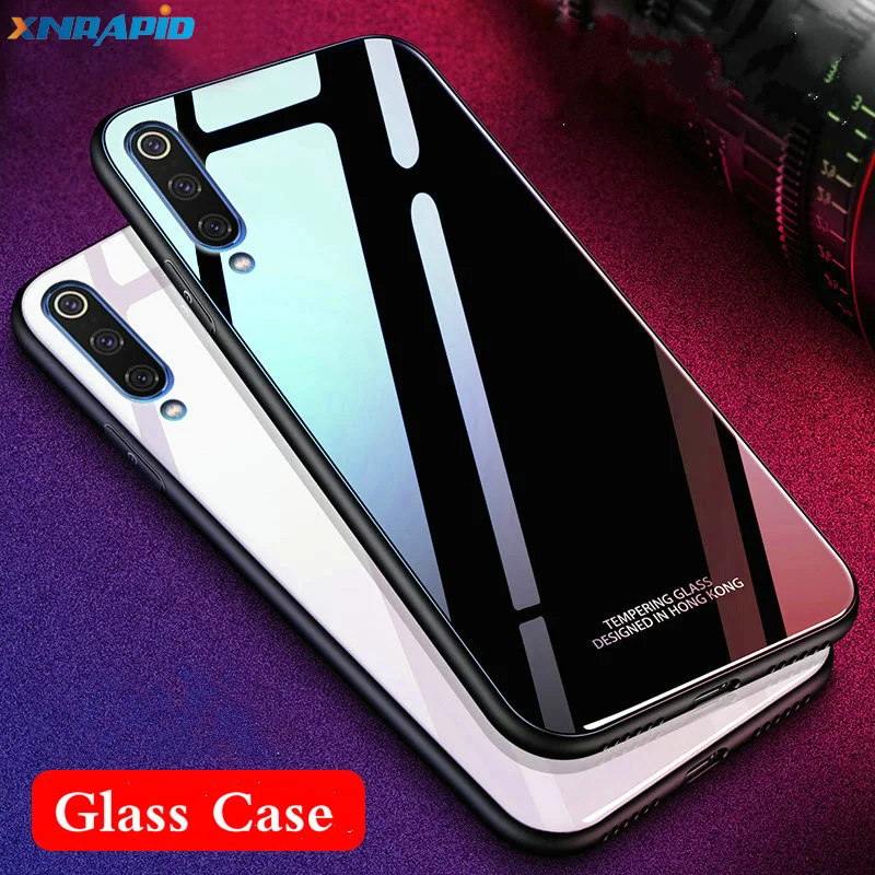 

Tempered Glass Case For xiaomi mi 9 se mi 9 global Case Soft Frame Hard Glass Back Cover For xiaomi MI9 global Mi9se Shockproof