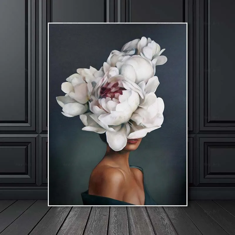 

Frameless printing Figure Posters Wall art Prints Flower Canvas Painting Portrait Pictures for Living room