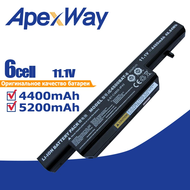 Цена 6 ячеек 11,1 В ноутбука Батарея для Clevo C4500 C4500Q C4501 C4505 W150 C4500BAT 6 6 87 C480S 4P4 C4500BAT 6 KB15030 W150ER