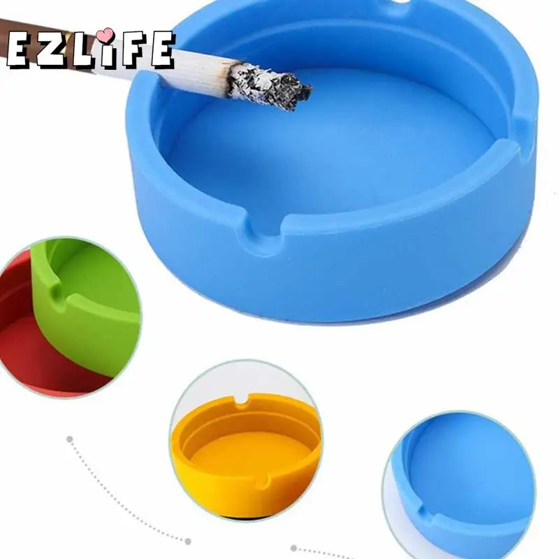 6 Colors Men Ashtray Silicone Round Ashtray Eco Friendly Colorfull