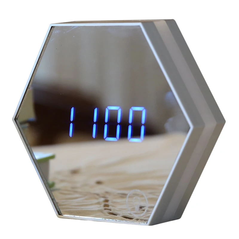 

Multi-function Alarm Clock LED Digital Mirror Light Make-up Mirror Adjustable Brightness LED Night Light Creative Table Clock